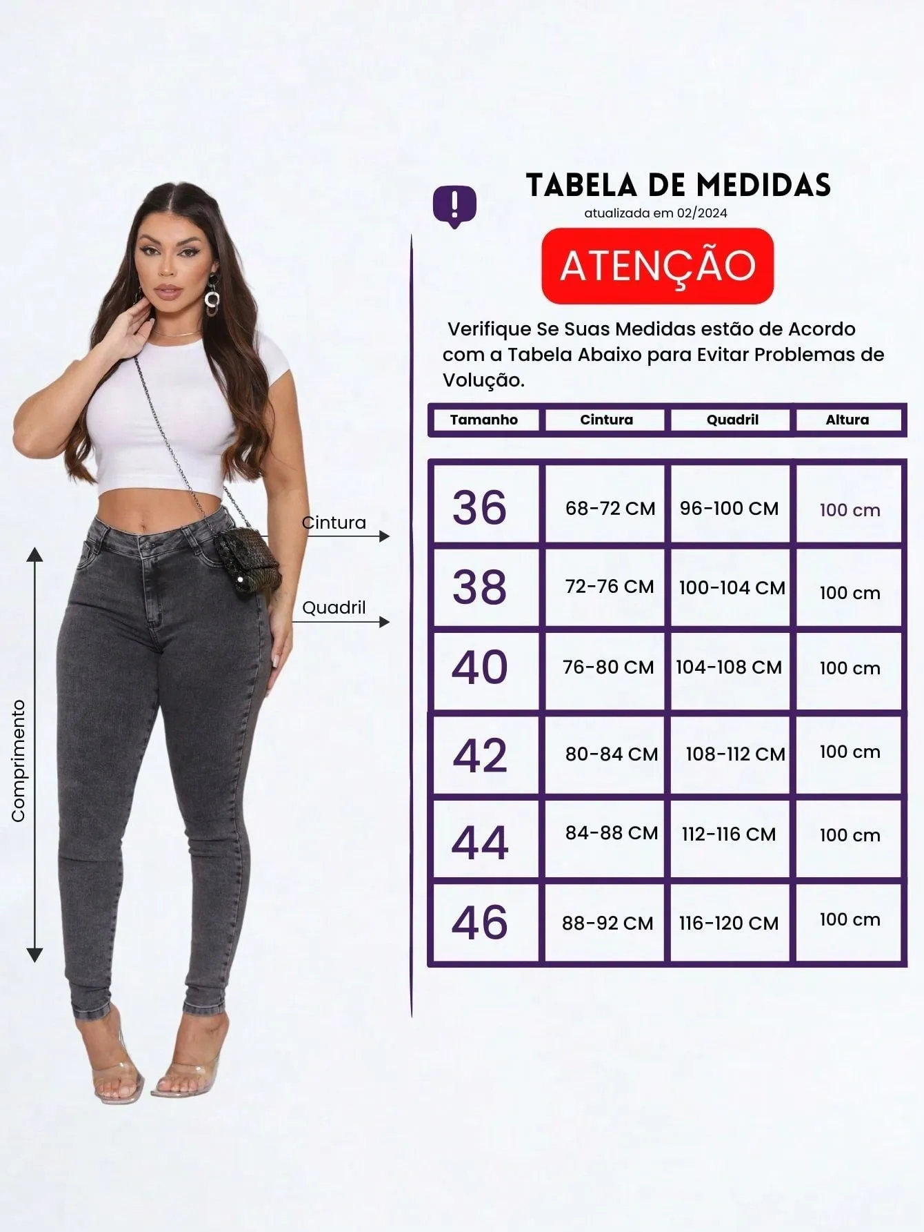 Calça jeans Feminina Grafite Com Lycra Cós Alto Premium