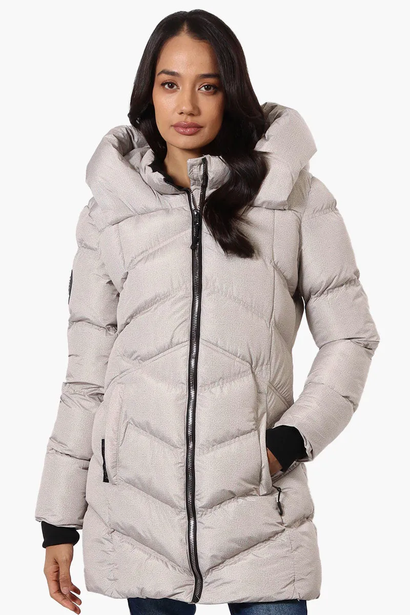 Canada Weather Gear Chevron Quilted Puffer Parka Jacket - Stone