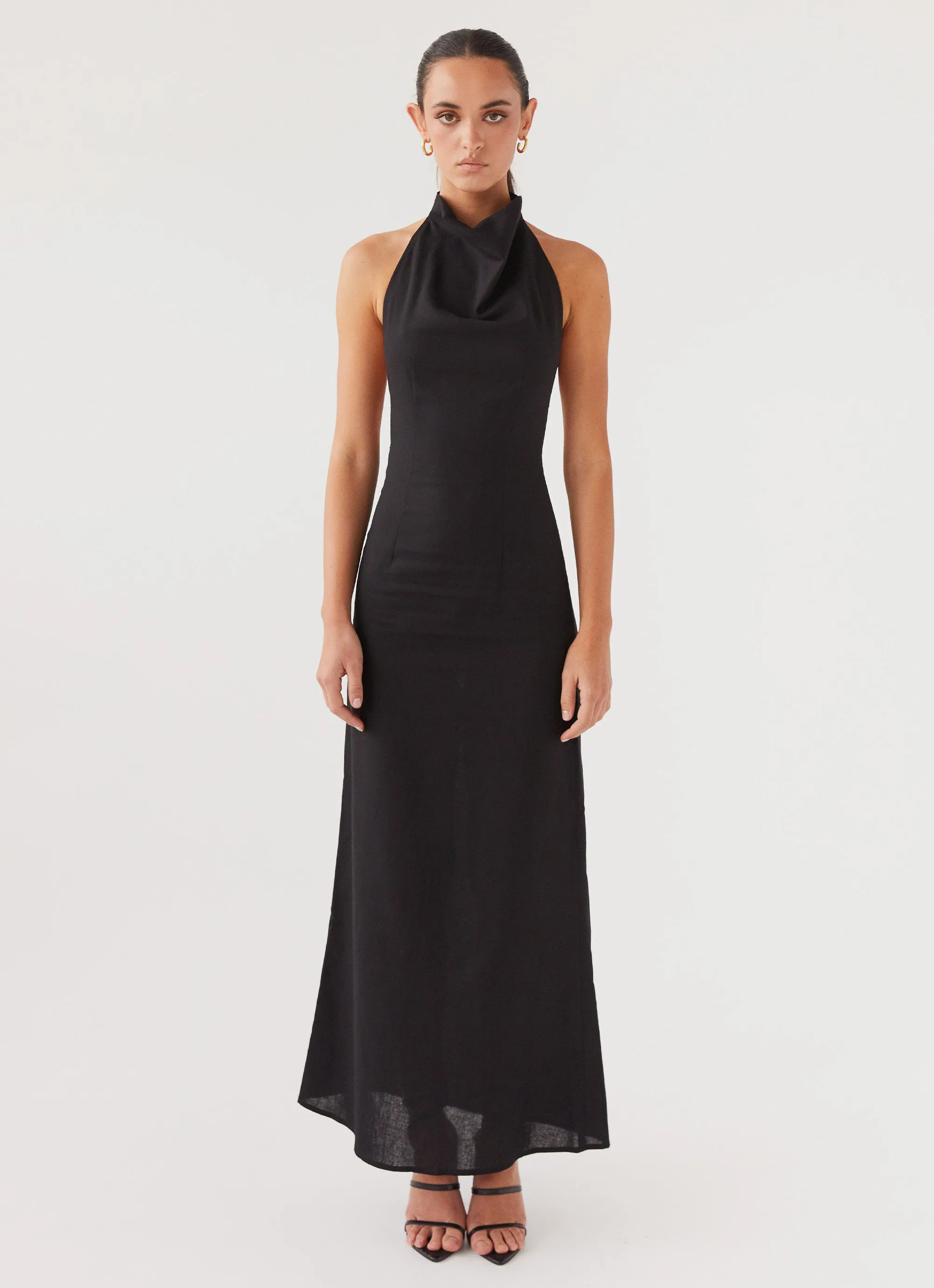 Cartia Linen Maxi Dress - Black