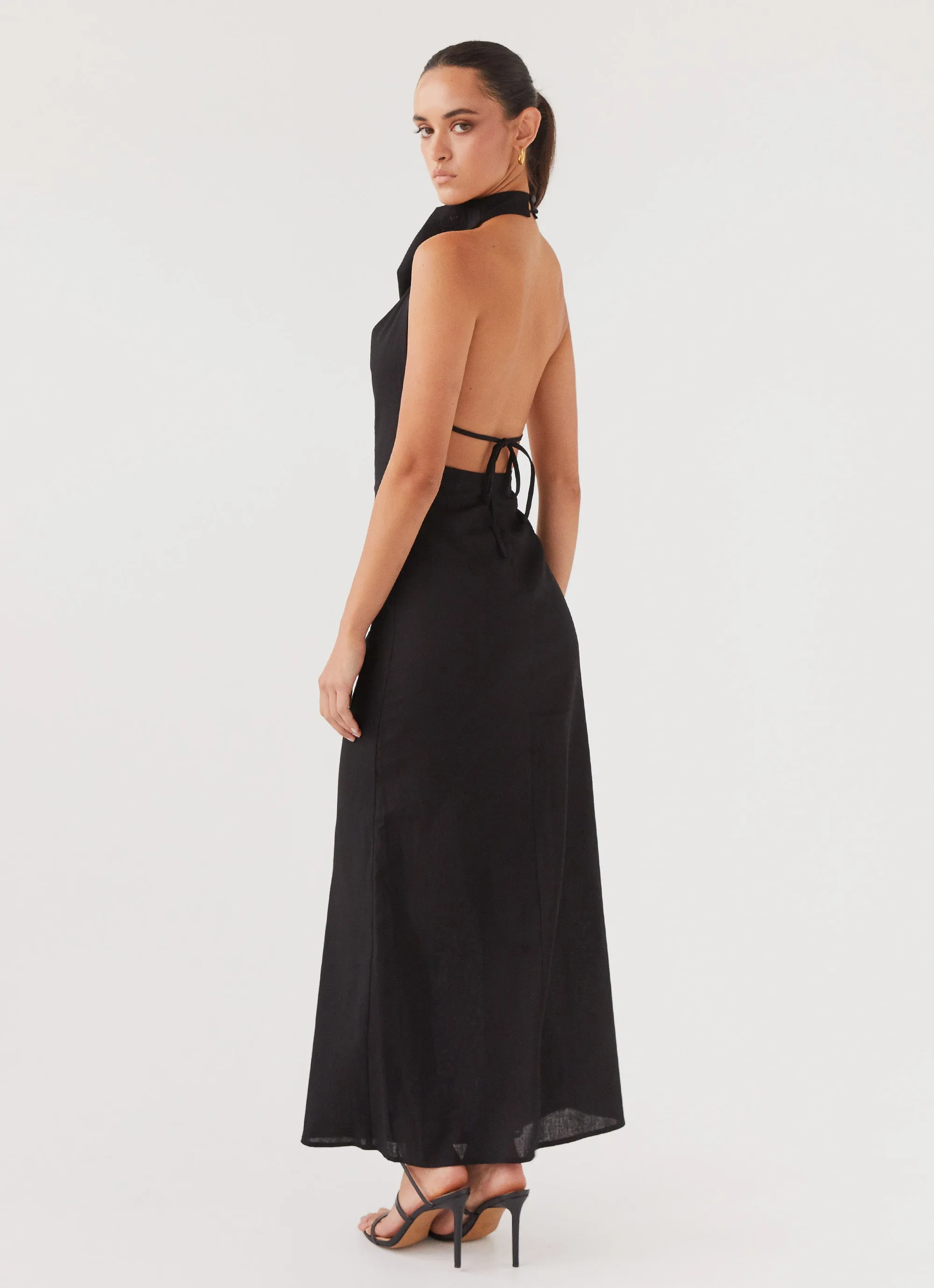 Cartia Linen Maxi Dress - Black