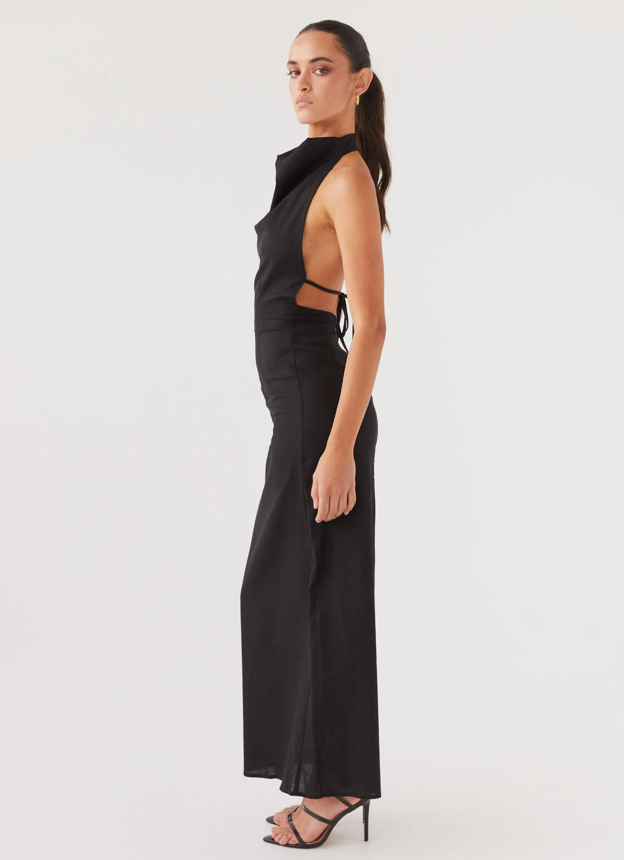 Cartia Linen Maxi Dress - Black