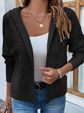 Casual Open Front Hoodie Long Sleeve Cardigan