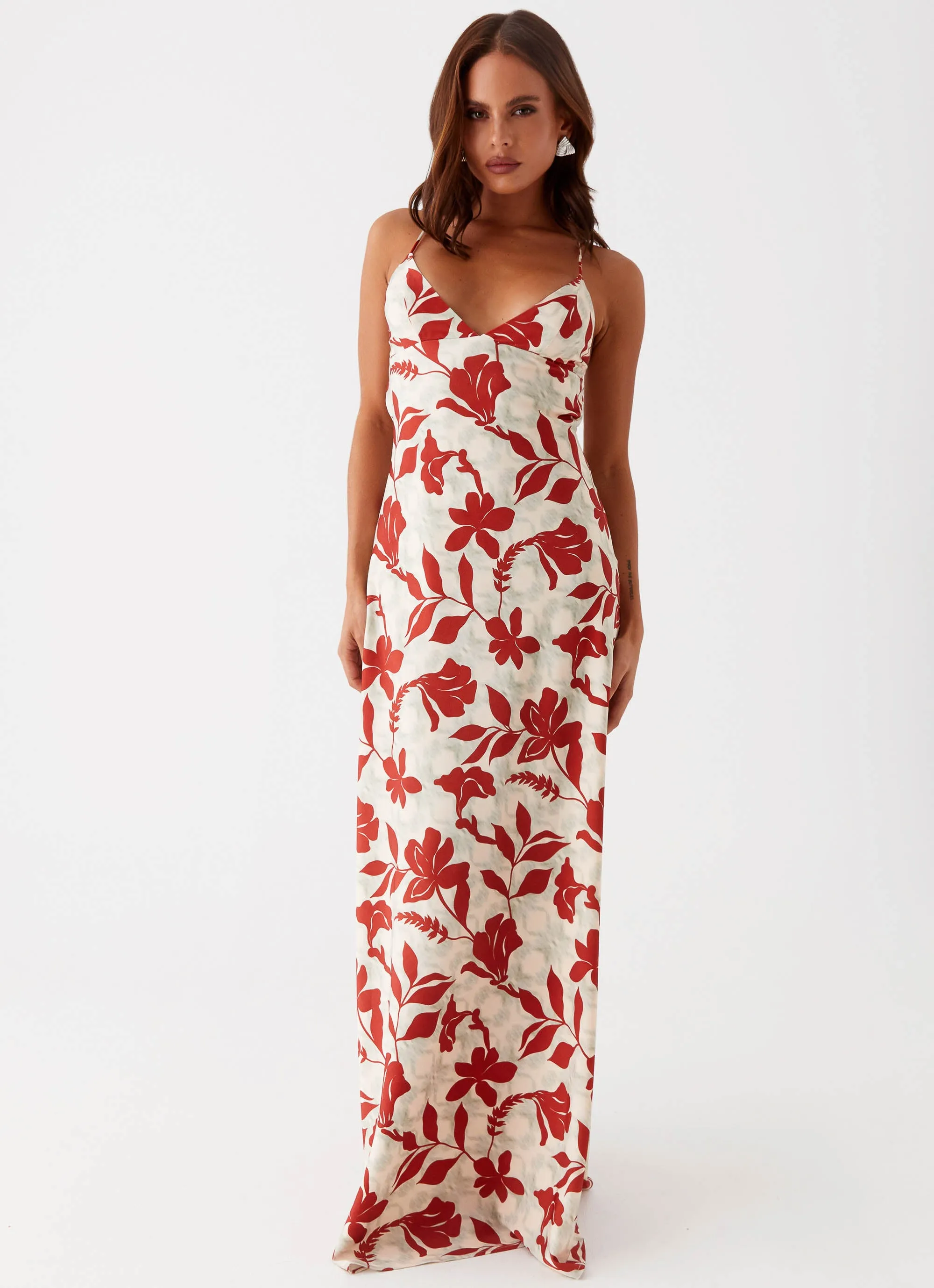 Cecily Maxi Dress - Red Green Floral