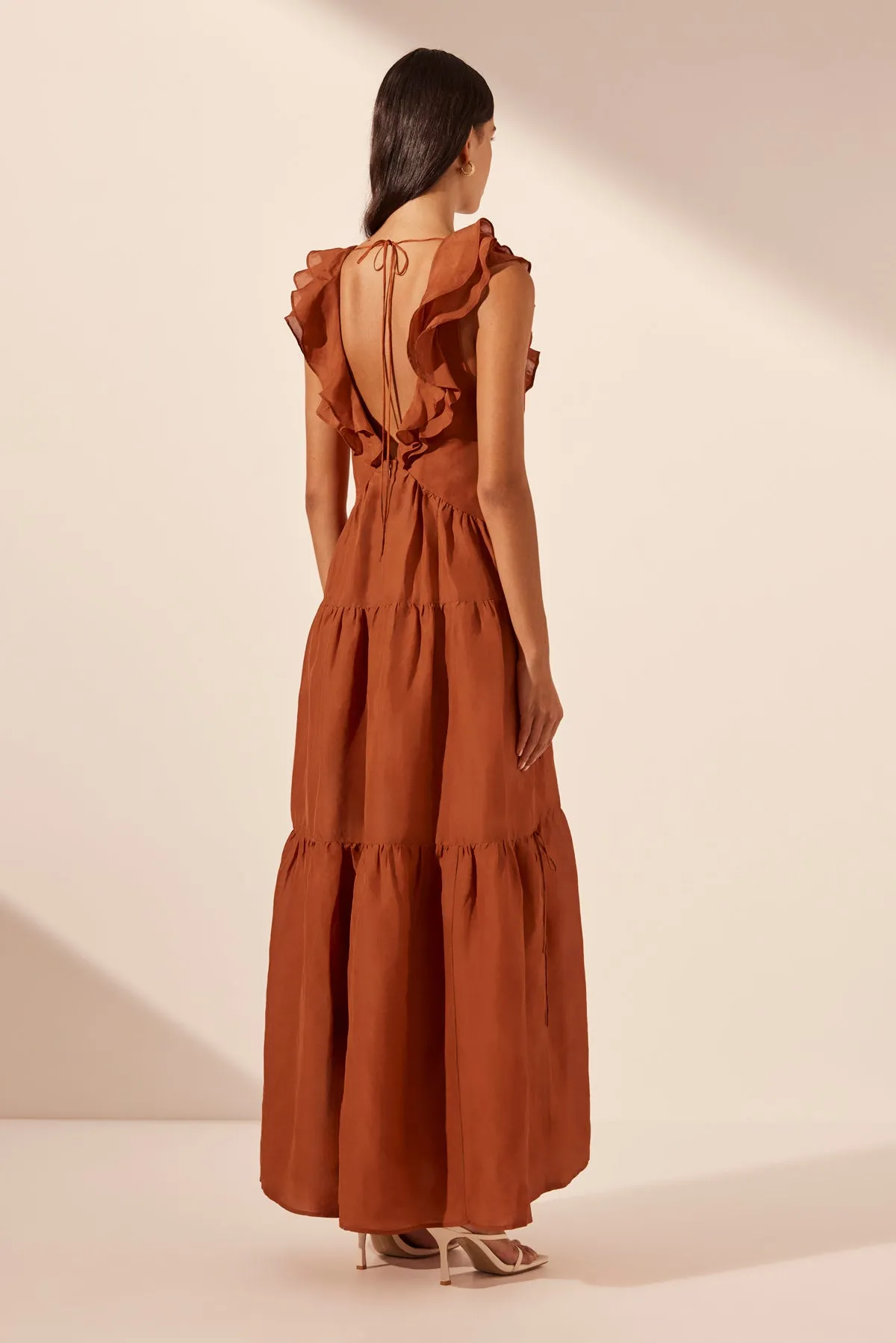 CELESTE LAYERED MAXI DRESS - RUST