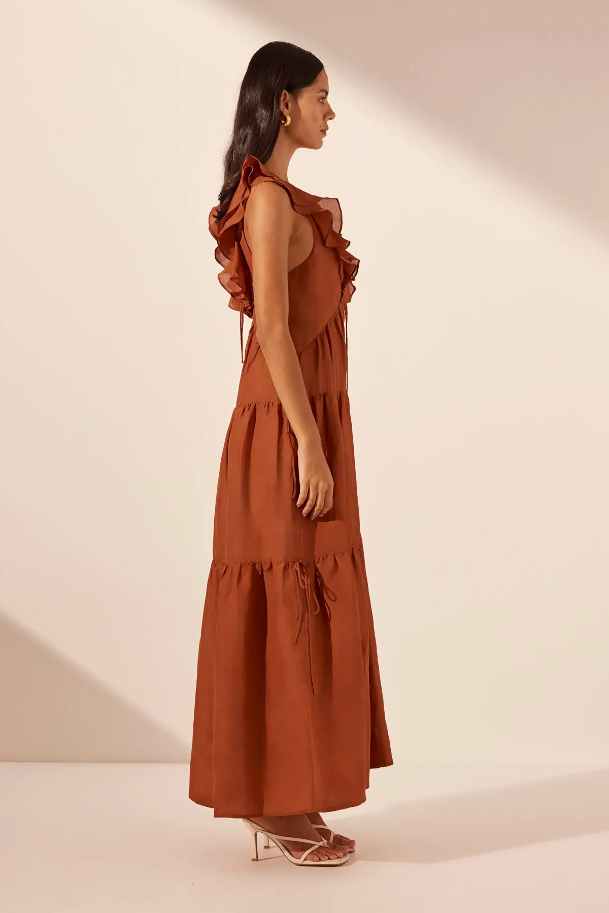 CELESTE LAYERED MAXI DRESS - RUST