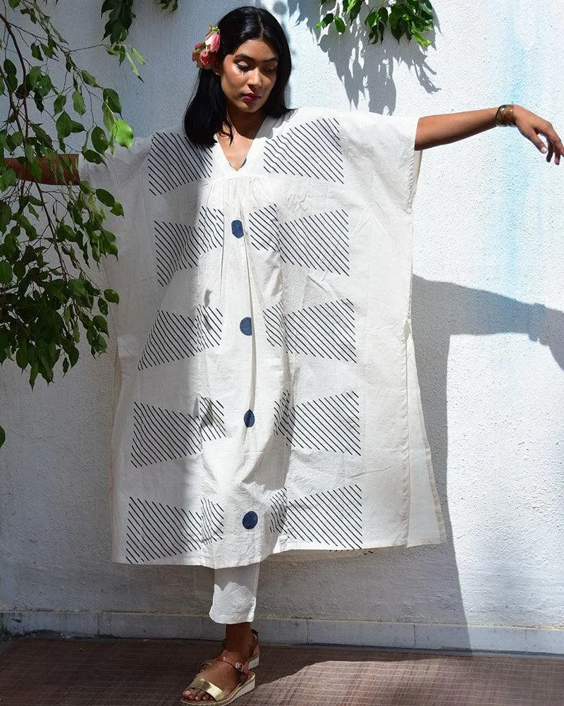 Celestial Airy Handblockprinted Cotton Kaftaan - Vnmn