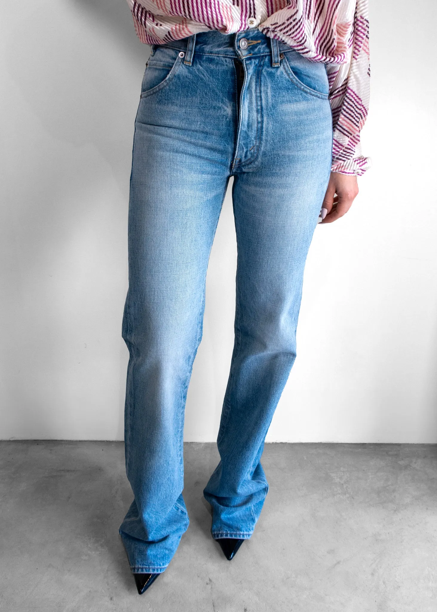 Celine Straight Leg Light Blue Cotton Denim Jeans