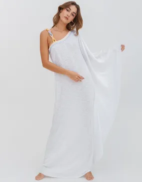 Chain One Shoulder Maxi Dress - White