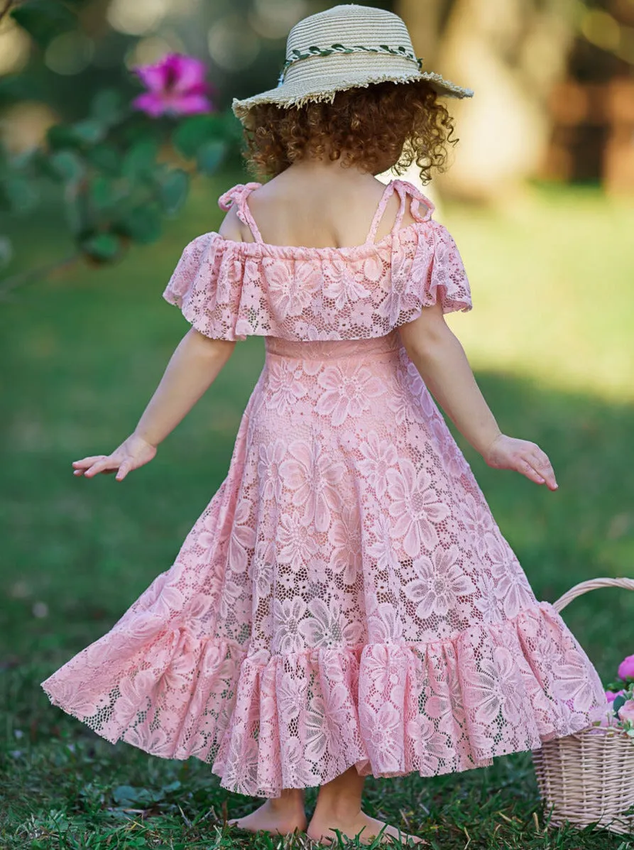 Cherry Blossom Pink Cold Shoulder Maxi Sundress