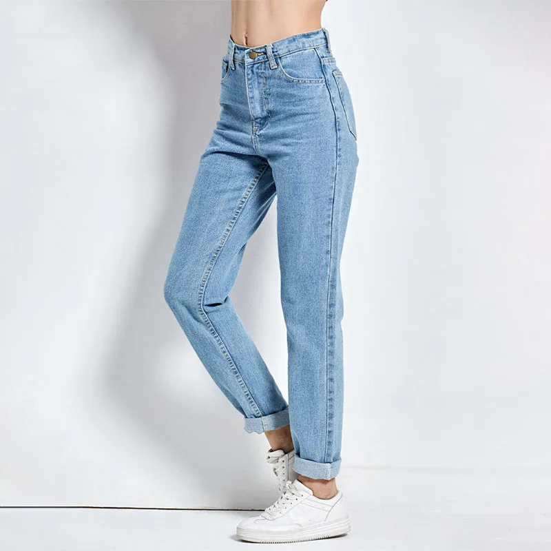 Chic High Waist Boyfriend Denim Jeans