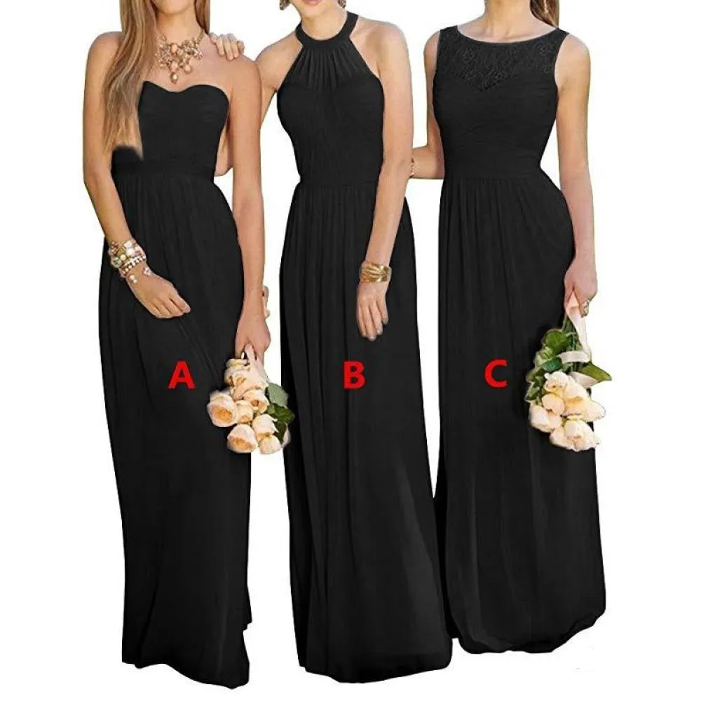 Chiffon Prom Maxi Gowns Sleeveless Bodycon Bridesmaid Dress