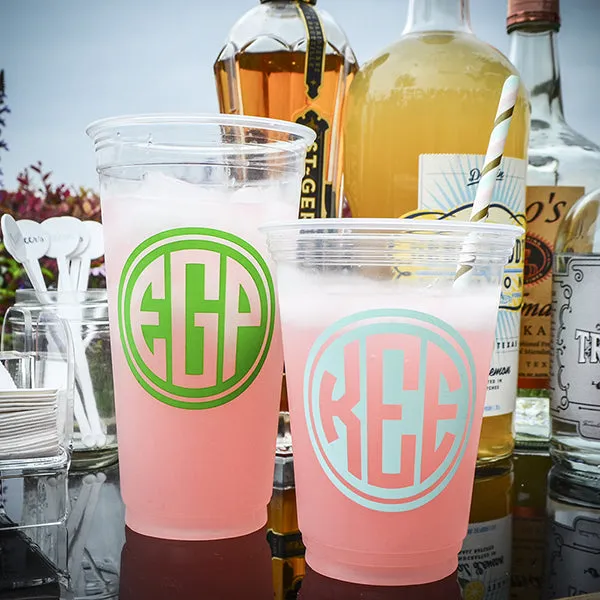 Circle Monogram Soft Plastic Party Cups