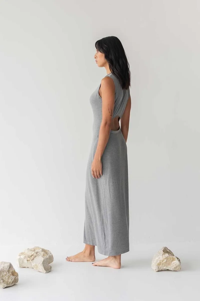 Cloud Maxi Dress with Cut-out in Heather Grey