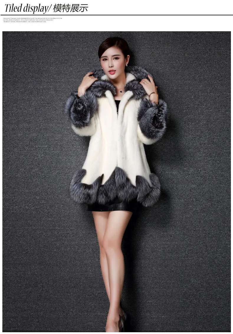 Color Patchwork Faux Fur Warm Oversized Teddy Hooded Coat