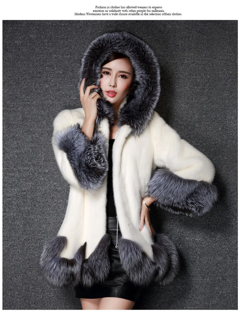 Color Patchwork Faux Fur Warm Oversized Teddy Hooded Coat