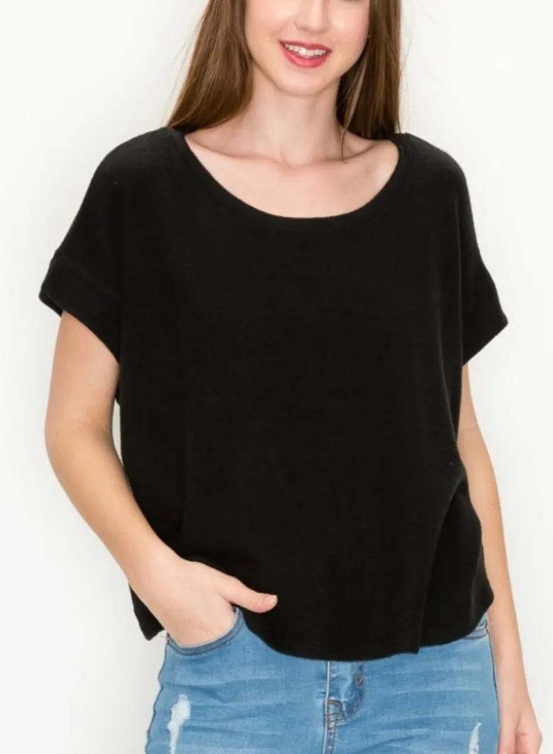 Comfy short sleeve top in our black comfy brushed Jersey t-shirt