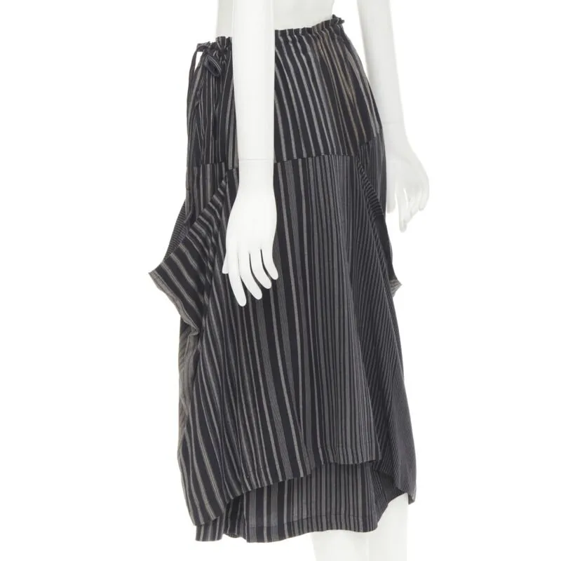 COMME DES GARCONS 1980's Vintage grey stripes deconstructed draped layered skirt