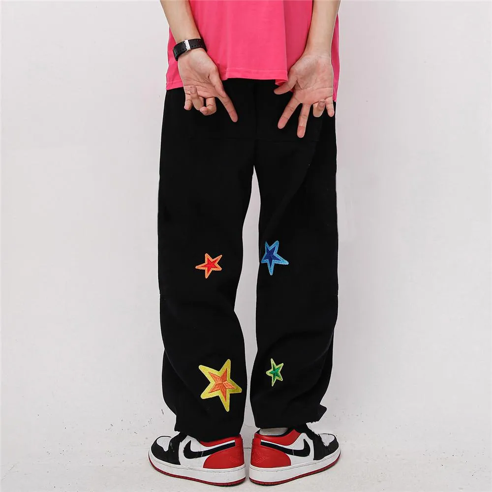 Contrast print street hip-hop trousers jeans