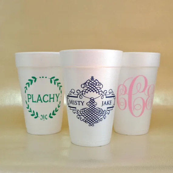 Custom Beach Monogram Foam Party Cups