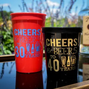 Custom Cheers & Beers Birthday Stadium Cups