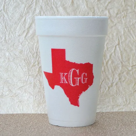 Custom Gold Monogram Styrofoam Cups