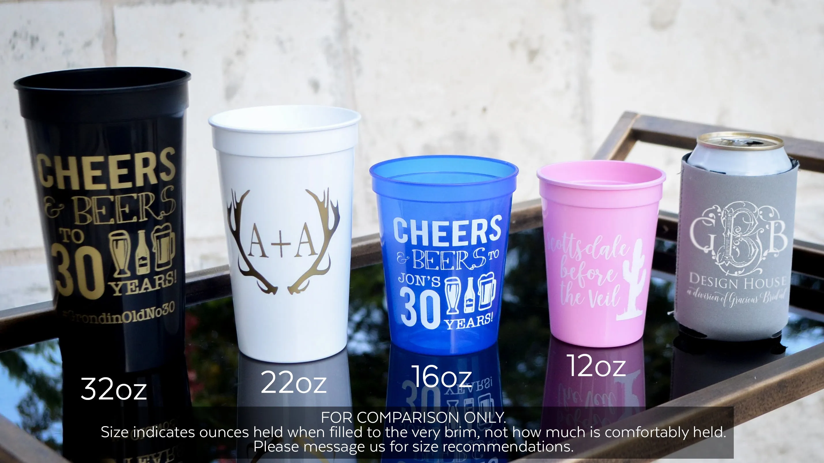 Custom Masculine Monogram Plastic Stadium Cups