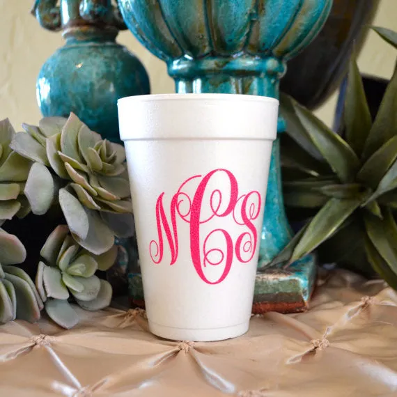 Custom Script Monogram Styrofoam Cups