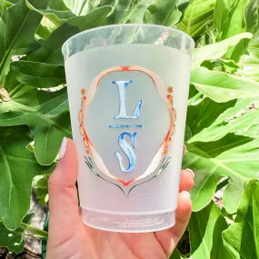 Custom Watercolor Initial Crest Shatterproof Cups