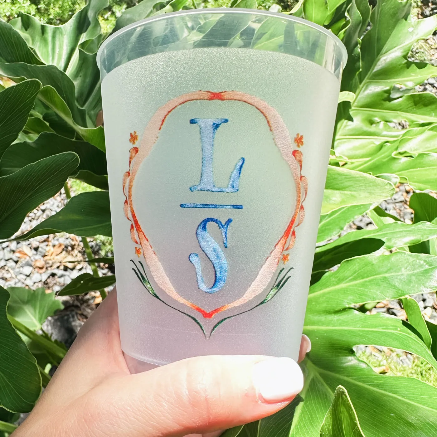 Custom Watercolor Initial Crest Shatterproof Cups