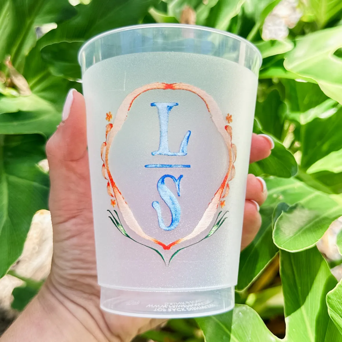 Custom Watercolor Initial Crest Shatterproof Cups