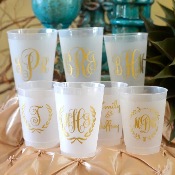 Custom Wreath Monogram Frost Flex Cups