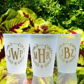 Custom Wreath Monogram Frost Flex Cups