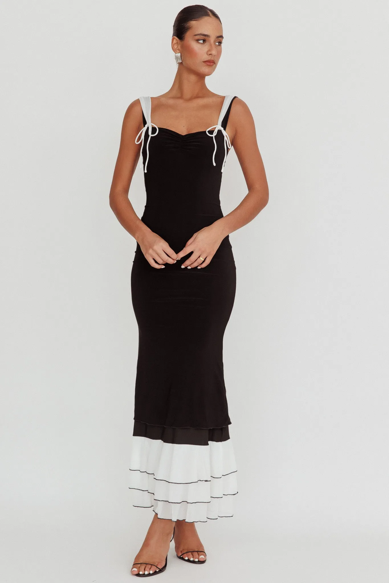 Daydreamers Ruffle Maxi Dress Black