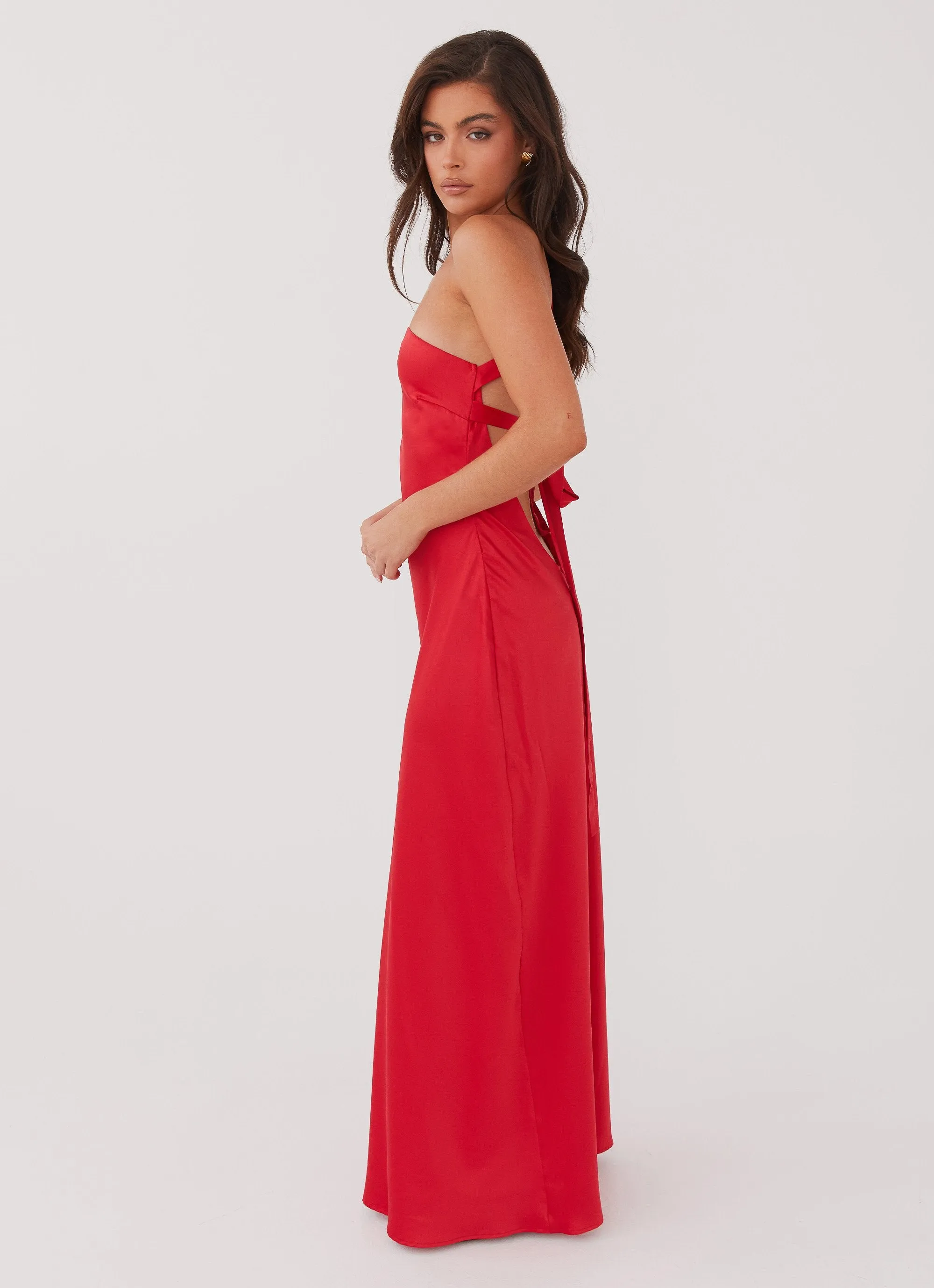 Delancy One Shoulder Maxi Dress - Rouge Red