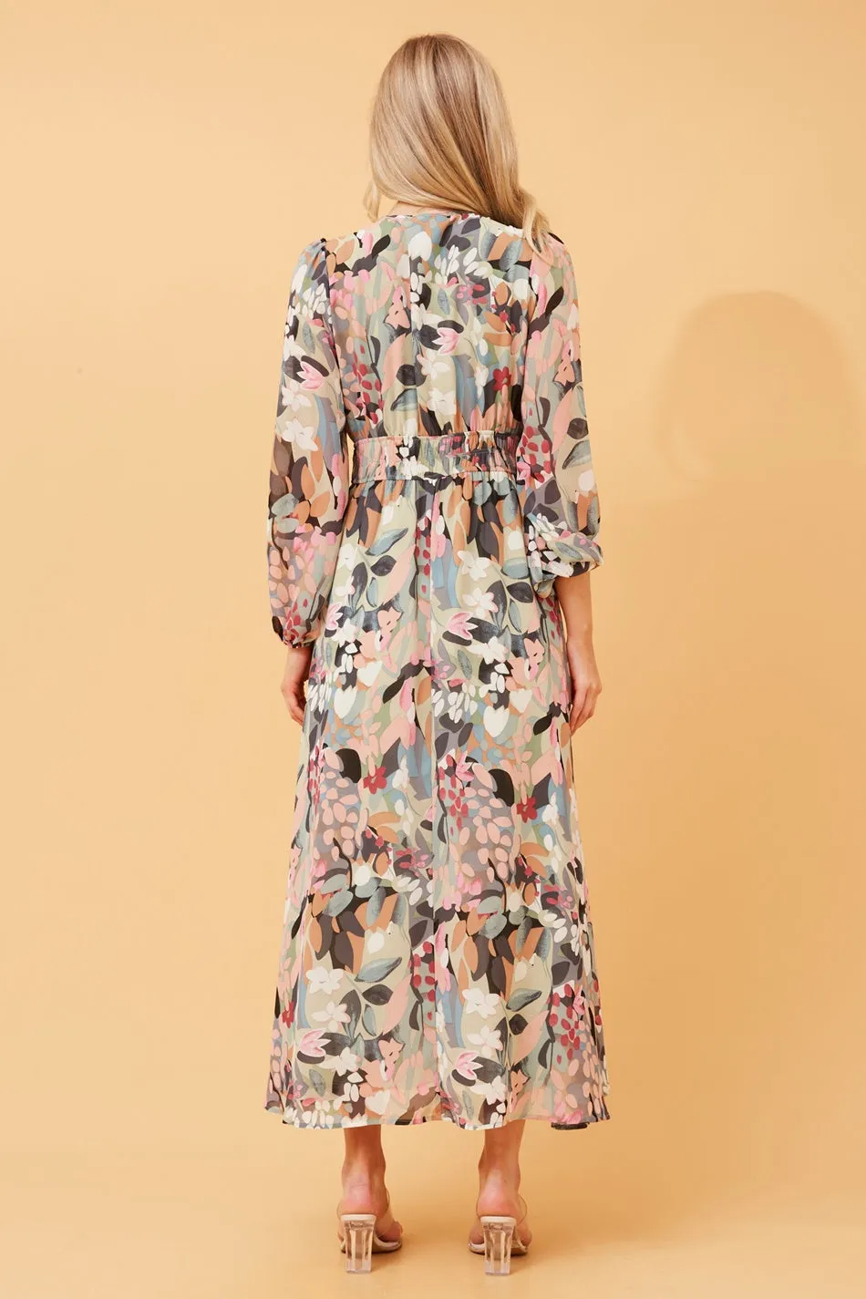 DELFINA BOTANICAL PRINT MAXI DRESS