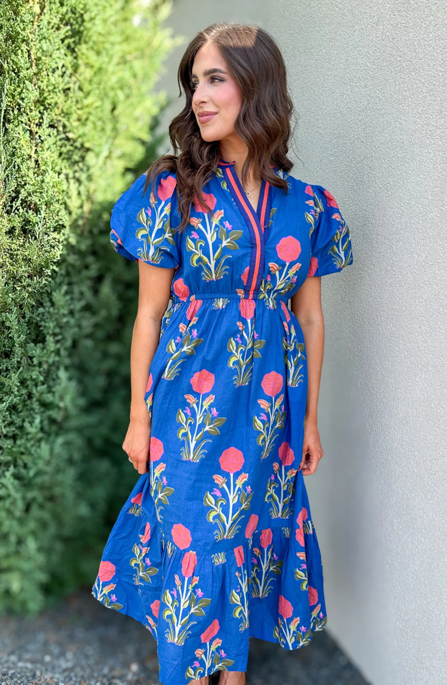 Delight In You Blue Floral Maxi Dress