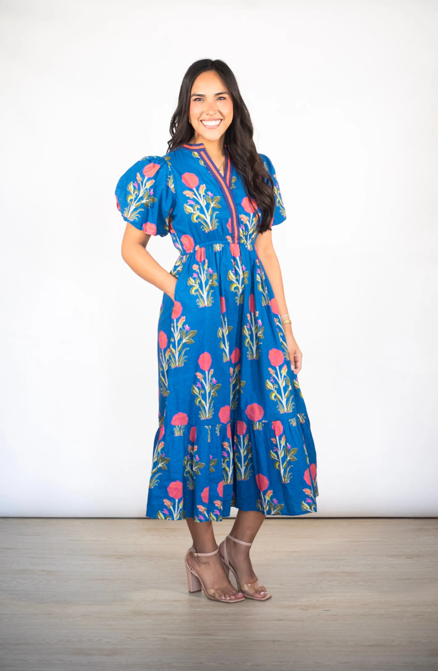 Delight In You Blue Floral Maxi Dress