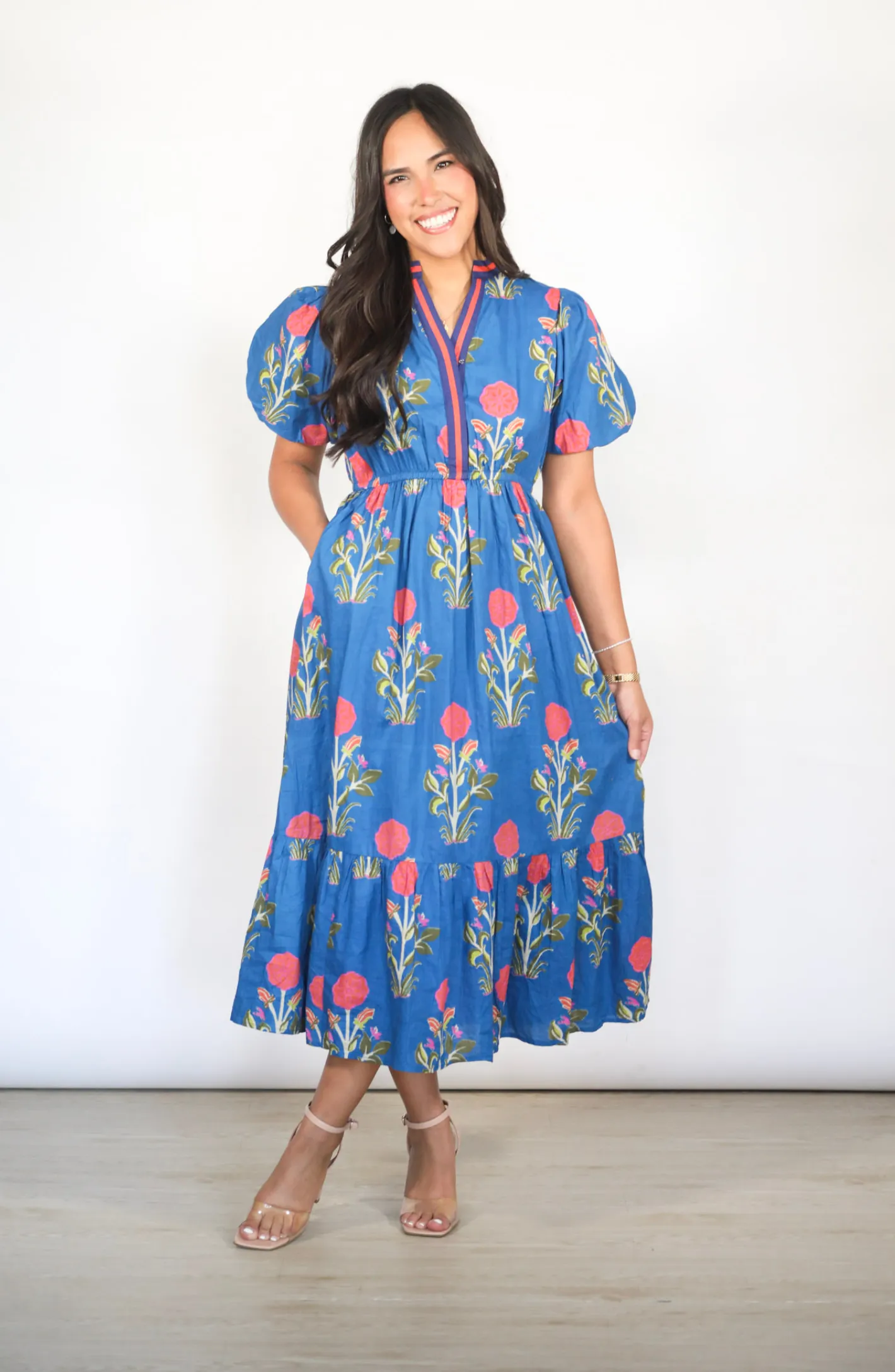 Delight In You Blue Floral Maxi Dress