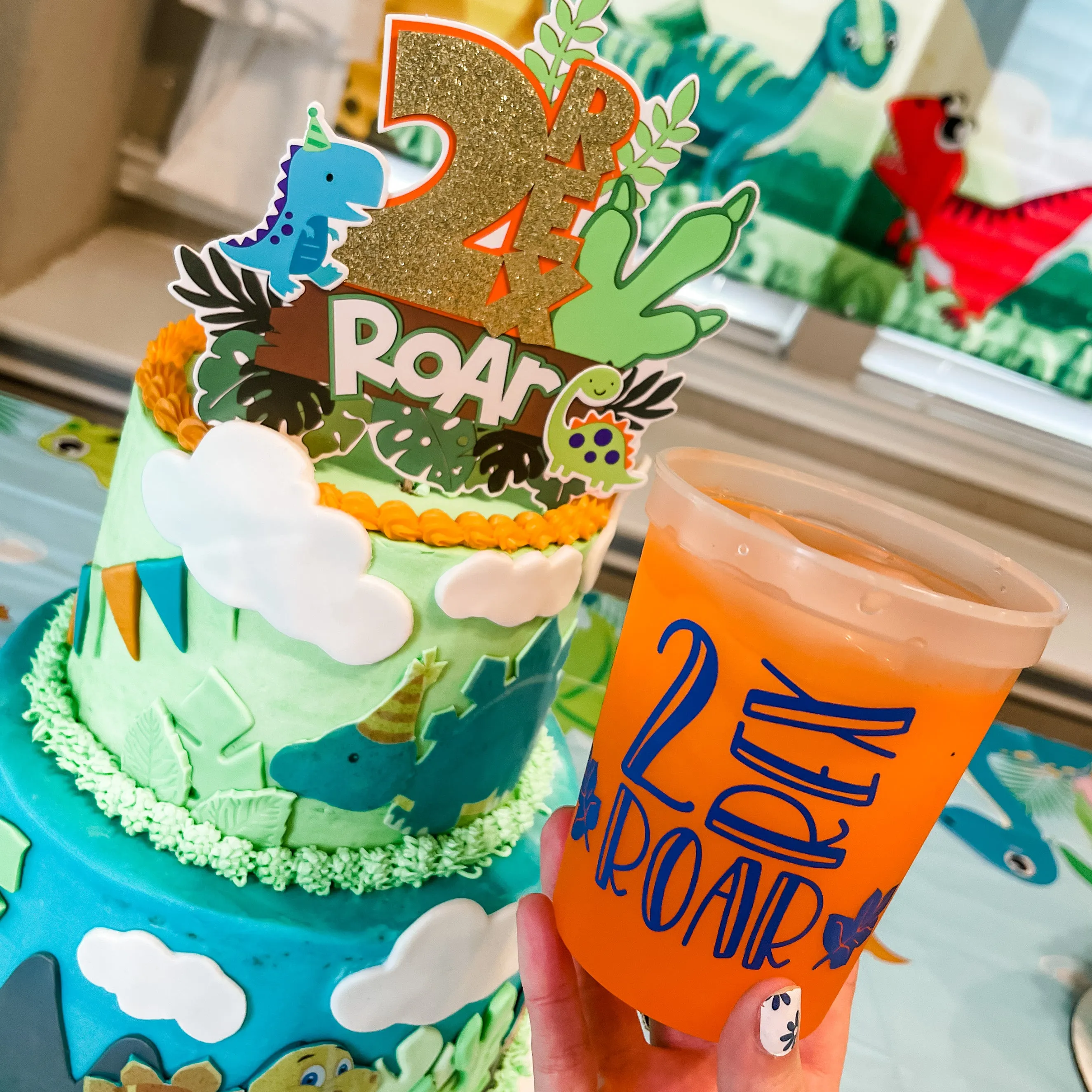 Dinosaur Second Birthday Color Changing Cups