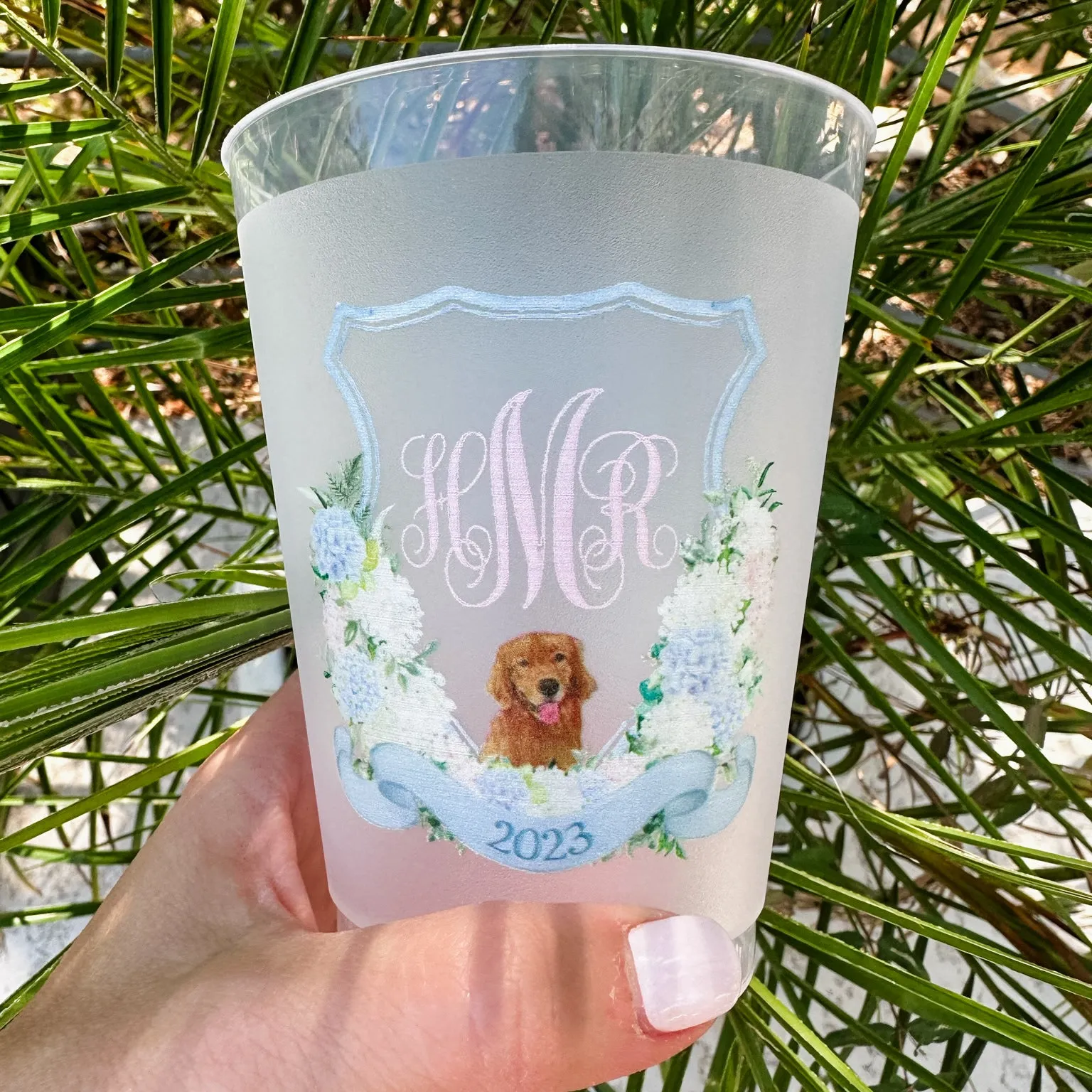 Dog Full Color Monogram Crest Shatterproof Cups