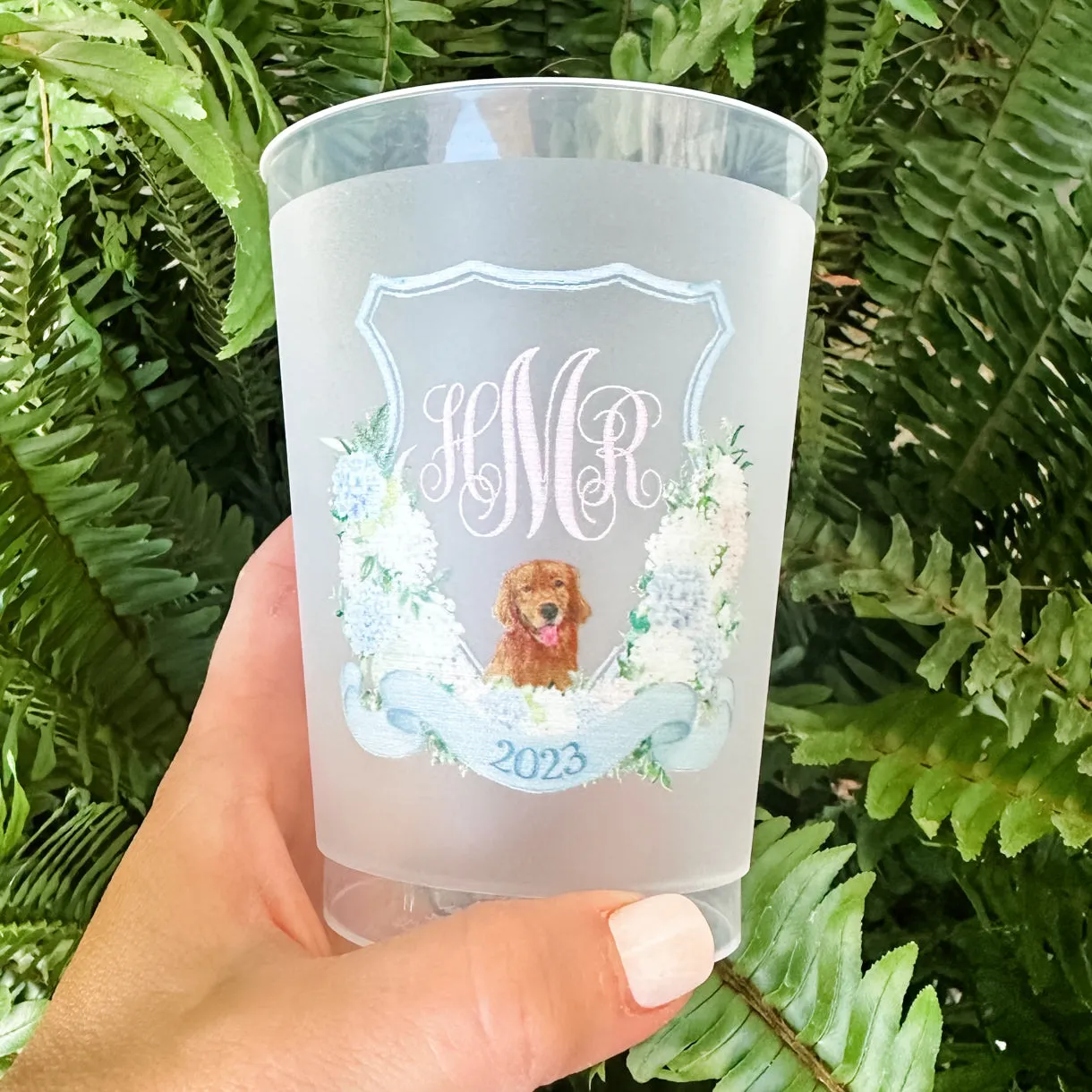 Dog Full Color Monogram Crest Shatterproof Cups