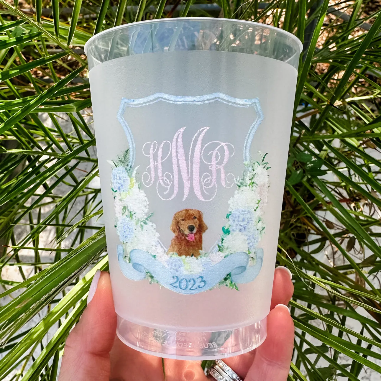 Dog Full Color Monogram Crest Shatterproof Cups