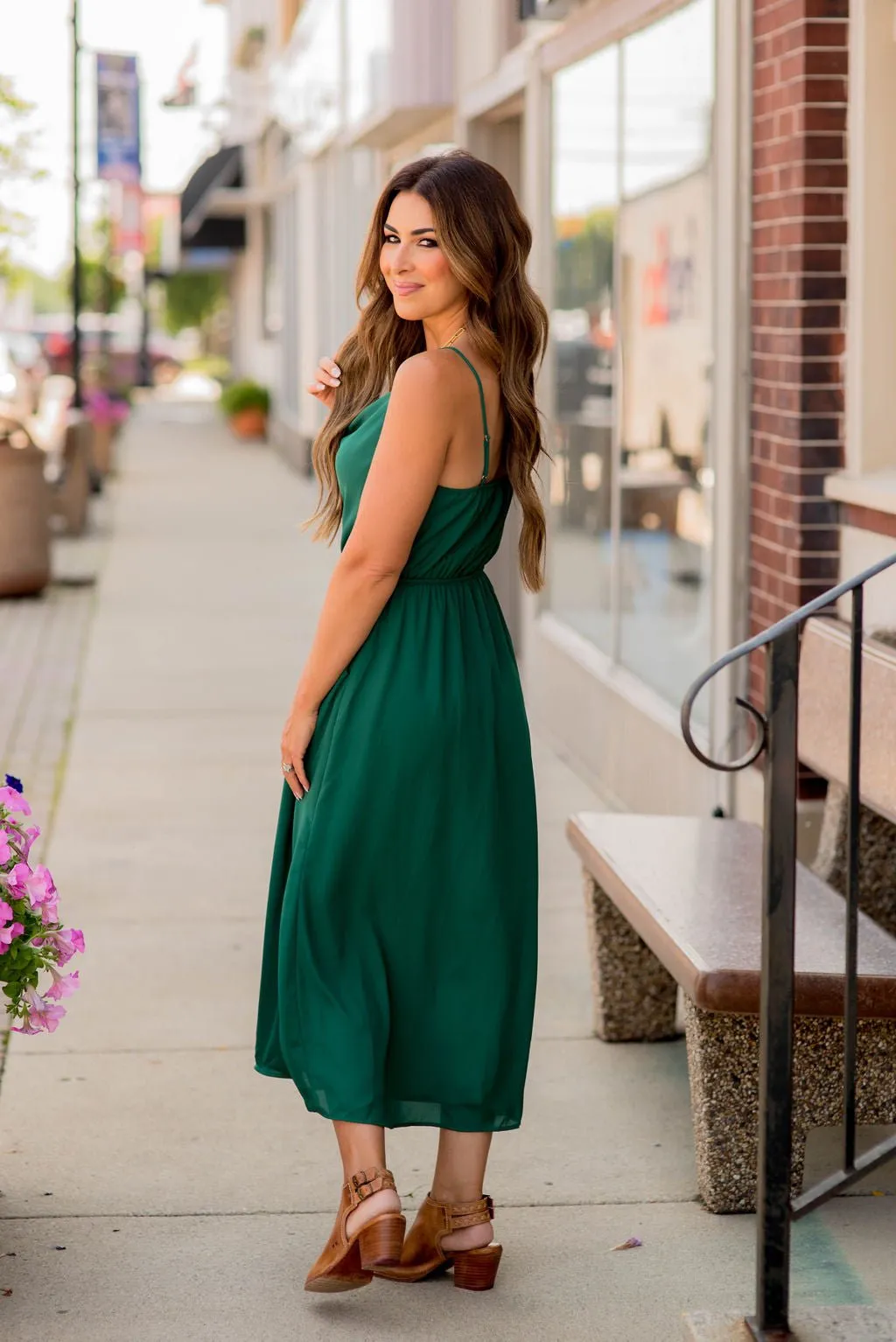 Draped Collar Thin Strapped Maxi Dress