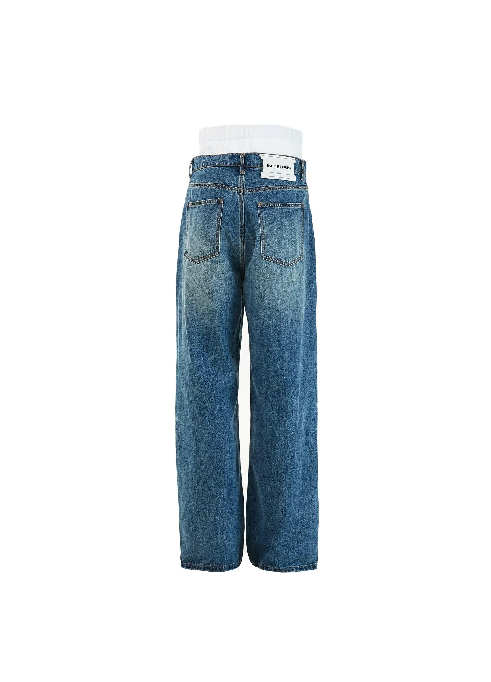 Dual Waistband Baggy Denim Jeans