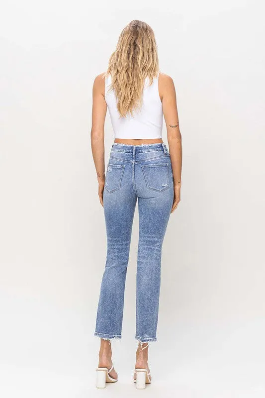 Dublin High Rise Crop Slim Straight Denim