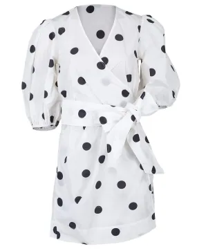 Egret Polka Dot Wrap Dress