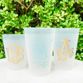 Elegant Interlocking Monogram Frost Flex Party Cups