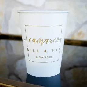 Elegant Square Monogram Paper Cups