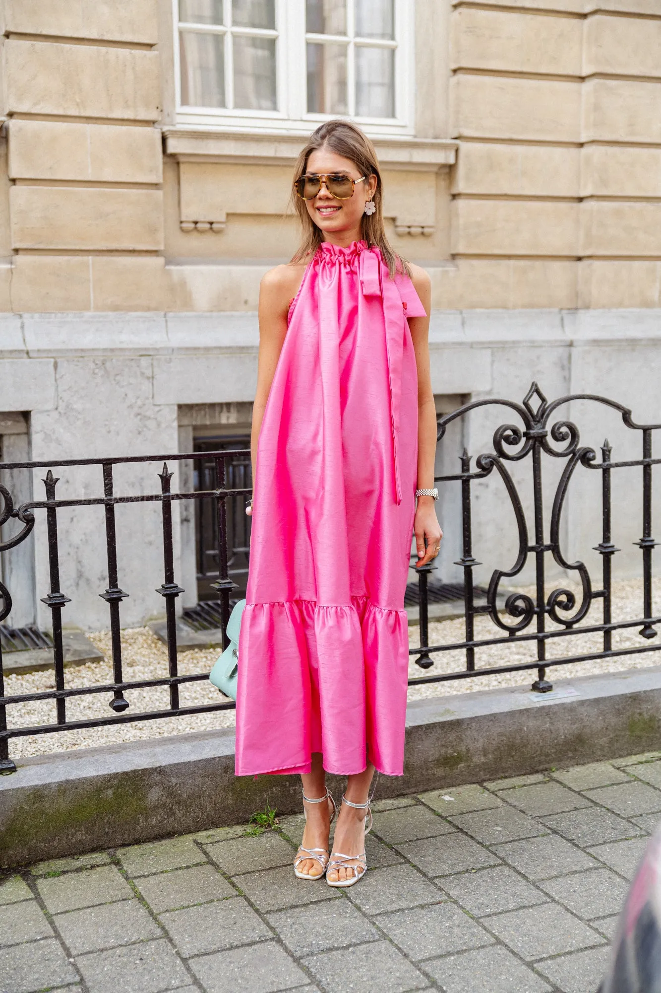 Ella halterneck maxi dress fuchsia