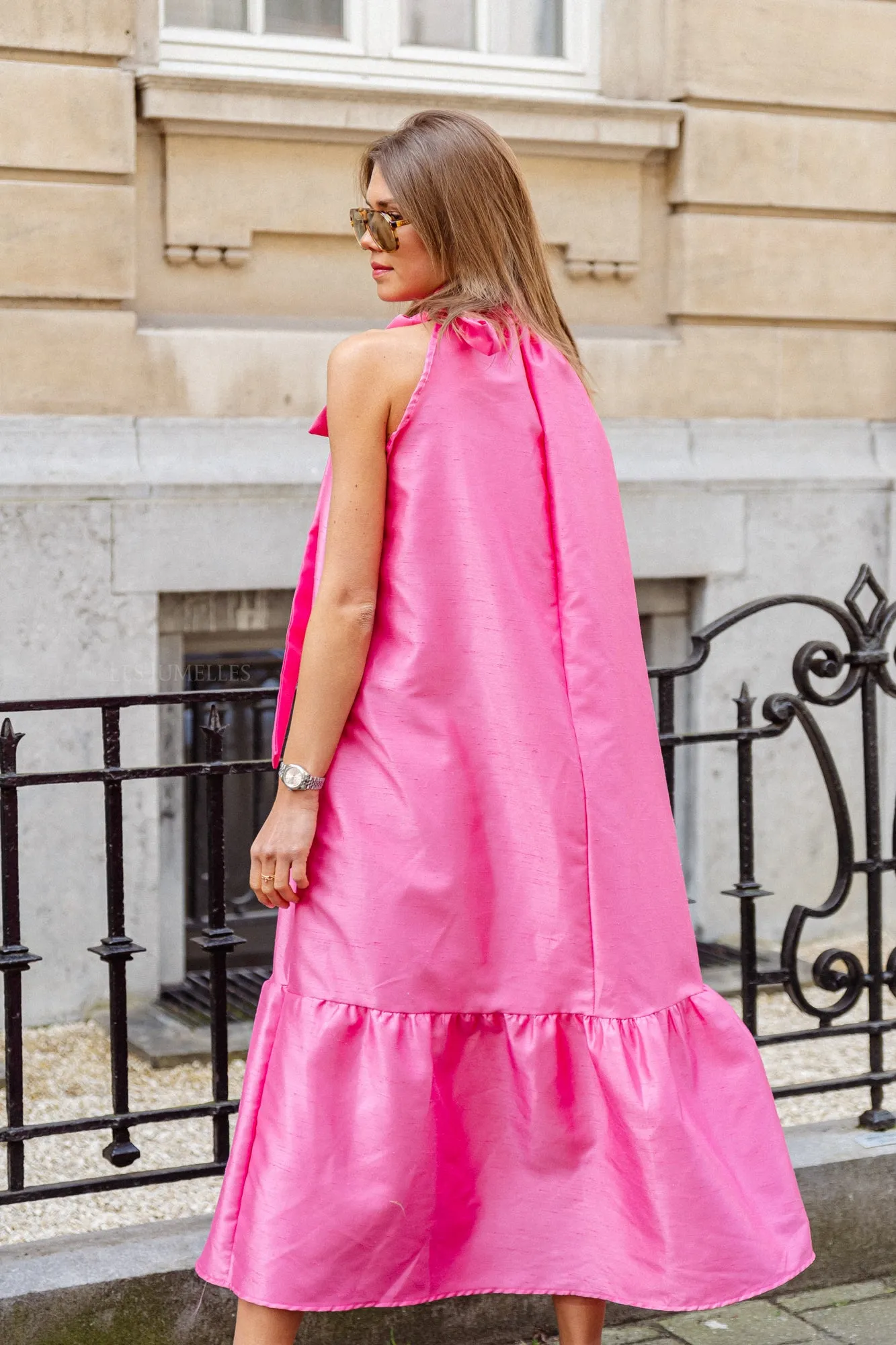 Ella halterneck maxi dress fuchsia